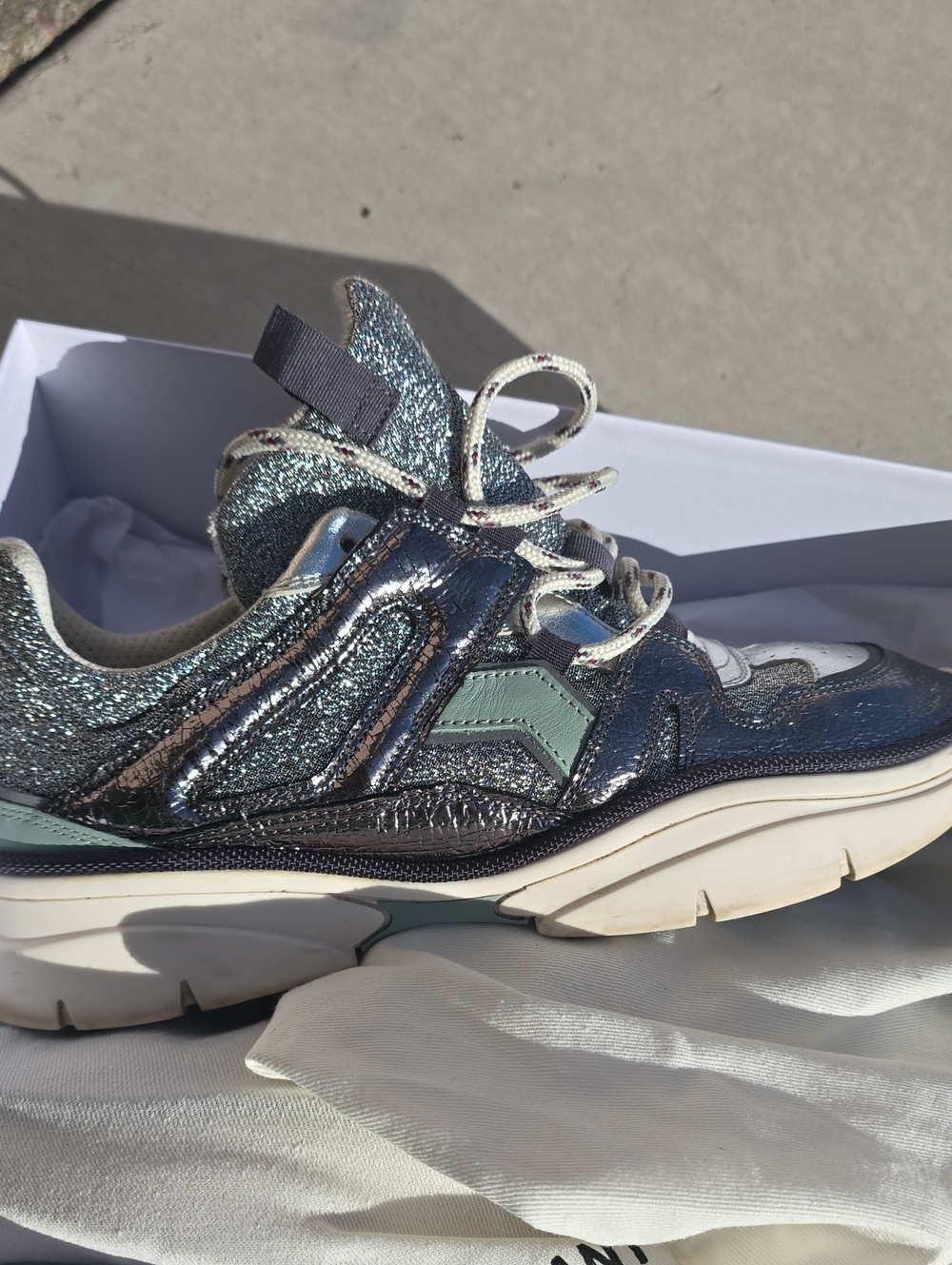 Isabel Marant  Kindsay Silver Shiny Sneakers EU 41